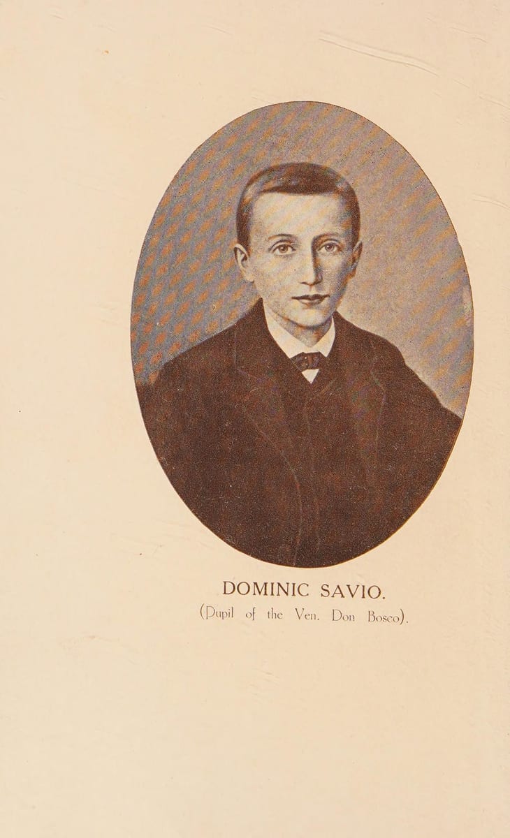 A printed bust portrait of a boy of about fourteen, turned three-quarters to his right and looking straight out, with a long pale face and short dark hair parted low.