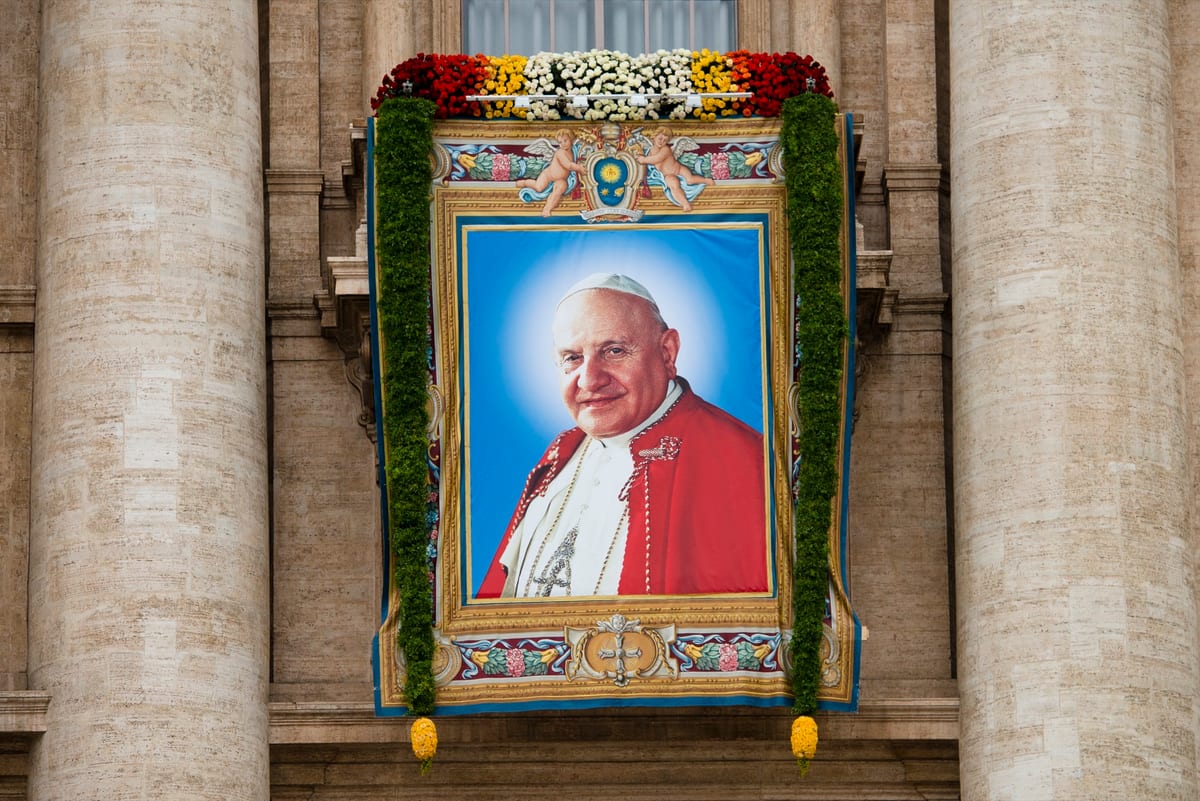 The canonization of St. John XXIII and St. John Paul II by Pope Francis in St. Peter's Square, Rome, in 2014 AD.