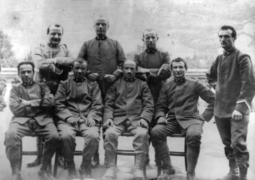 St. John XXIII, then Father Roncalli, second from the left in the back row among priests called up into the army in 1915 AD.